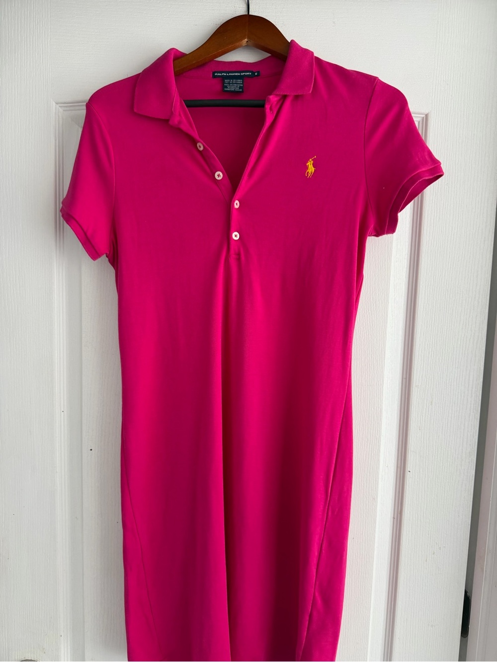 Ralph Lauren sport Hot Pink Polo Tunic dress with Yellow Logo